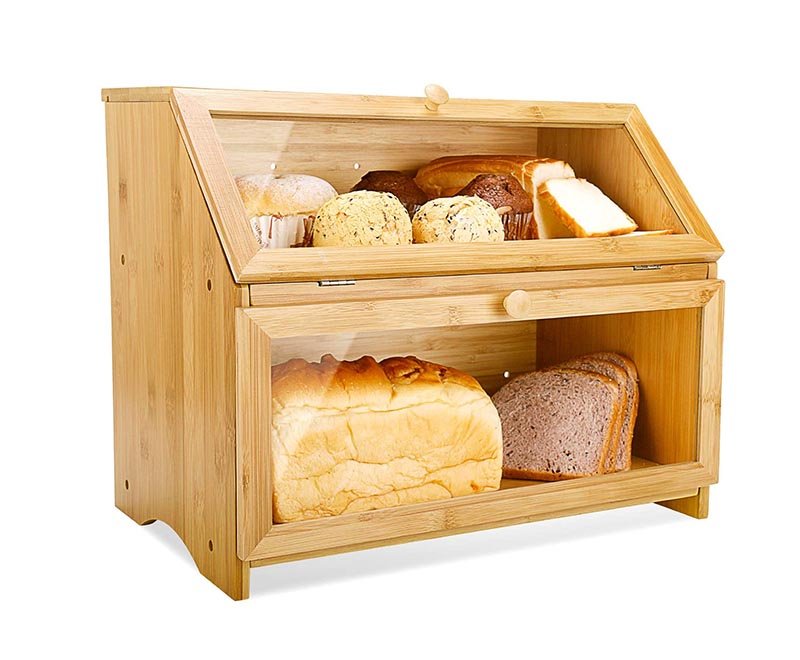 Double Layer Large Bread Box for Kitchen Counter