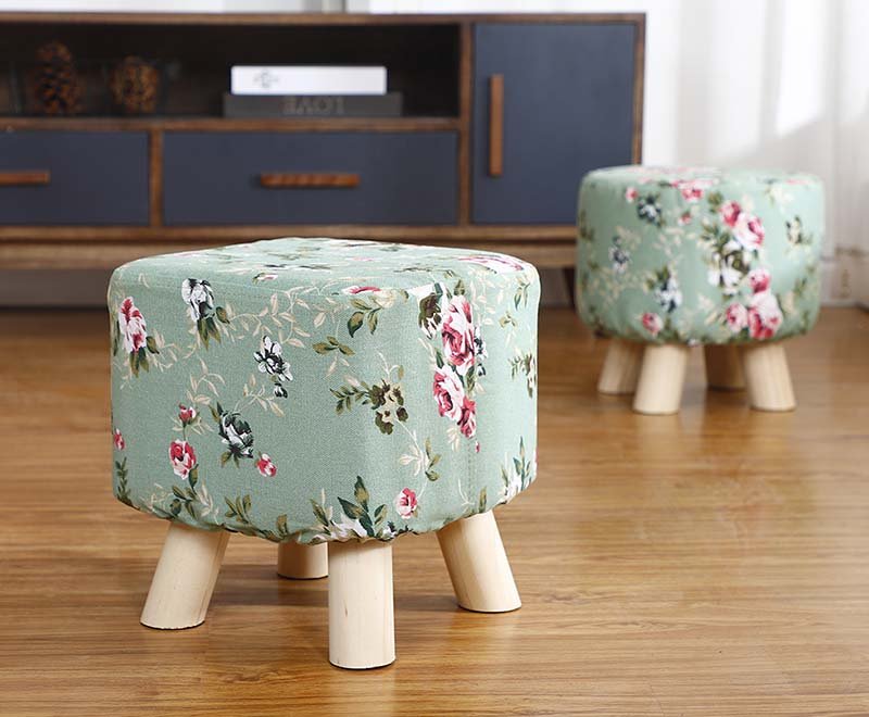 Wooden Square Upholstered Footstool Footrest