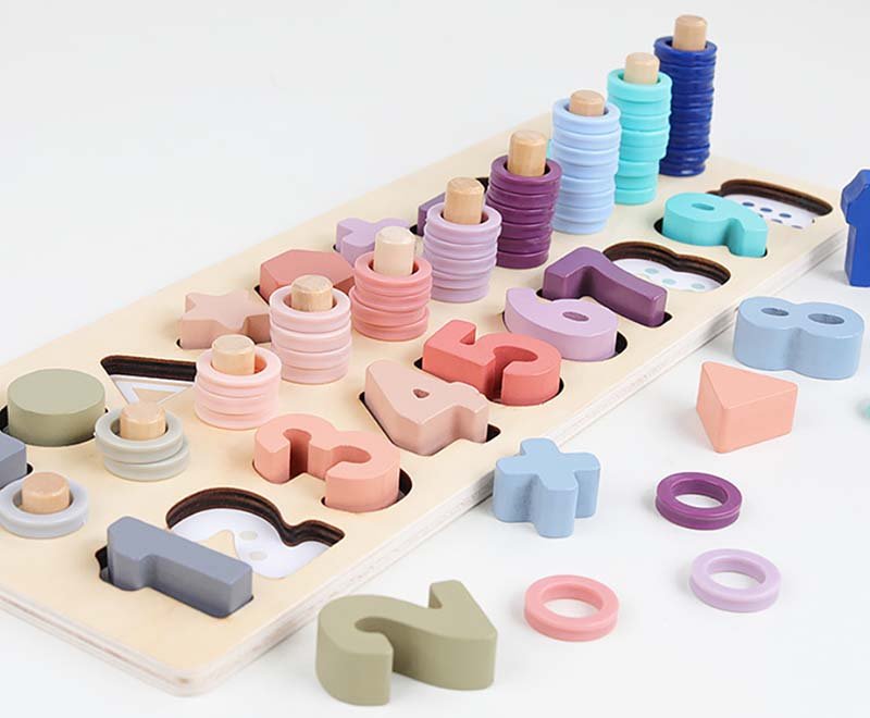 Wooden Number Puzzle Sorting Montessori Toy